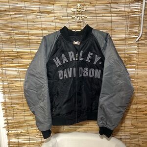 Harley-Davidson🏍️Black and Gray 100 year anniversary bomber Jacket circa-2003